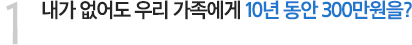 1. 내가 없어도 우리 가족에게 10년 동안 300만원을?